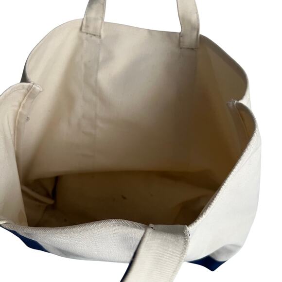 Canvas Tote Bag With Blue Handles No Brand Size 20x15 preowned - Picture 4 of 6